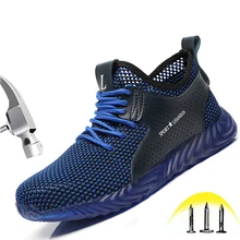 Мягкая удобная защитная обувь; мужская летняя дышащая обувь со стальным носком; противоударный прокол; светильник; Рабочая обувь