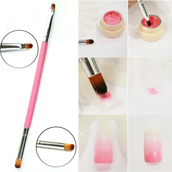 WUF 1 Pcs New Dual-use Nail Art Brush / Nails Gel Polish Brush Gradual Color Blooming Nail Drawing Pen 01