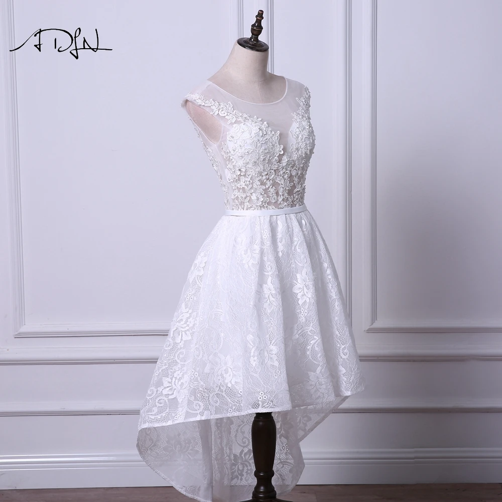 Adln Sexy Illusion Bodice High Low Wedding Dresses Short Reception
