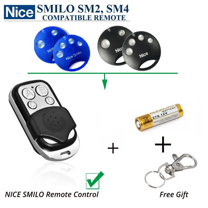 

Nice SMILO SM2 ,SMILO SM4 compatible garage door remote control Battery 12V 27A