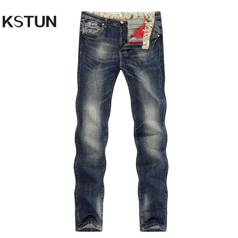 KSTUN Jeans Men New Arrivals Autumn Winter Direct Straight Retro Blue Stretch Vintage Casaul Streetwear Moto Biker Jeans Size 40 KSTUN Jeans Men New Arrivals Autumn Winter Direct Straight Retro Blue Stretch Vintage Casaul Streetwear Moto Biker Jeans Size 40