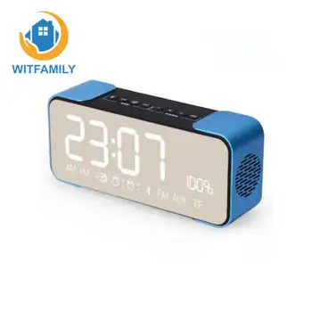 

Mirror Display Alarm Clock FM Radio Wireless Free Alarm Setting Mini Bluetooth Audio Function Speakers 4.2 Protocol MP3 Cards