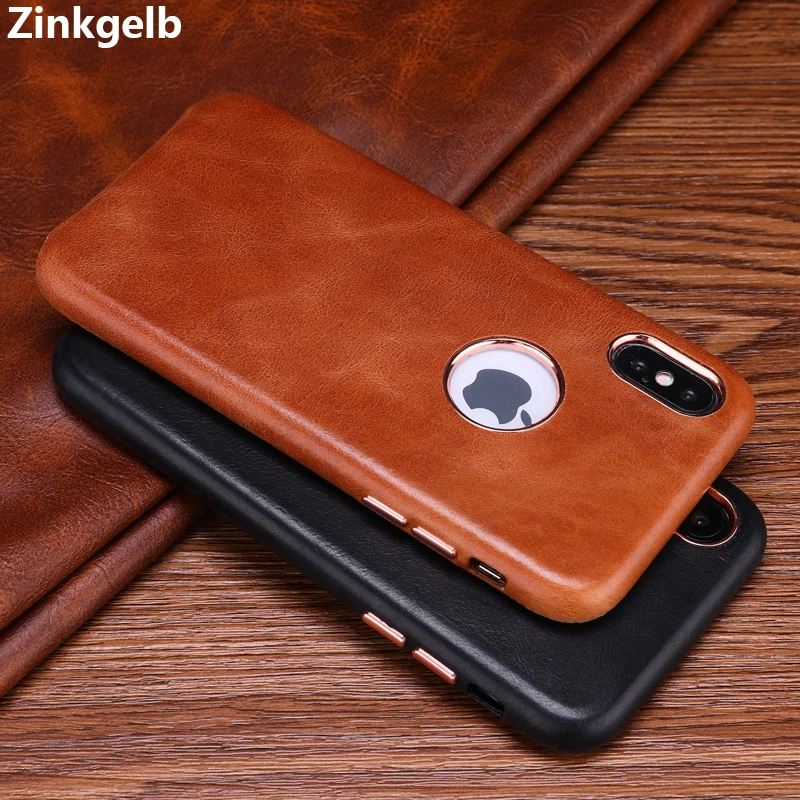 

For iPhone X Case Cover Luxury Vintage Genuine Leather Hard Slim Shockproof Armor Phone Case for iPhone 6 6s 7 8 Plus Back Cover
