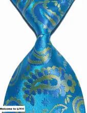 Designer Brand New Classic Tie Paisley Light Blue Jacquard Woven 100% Silk Fashion Business Party Men’s Tie Necktie