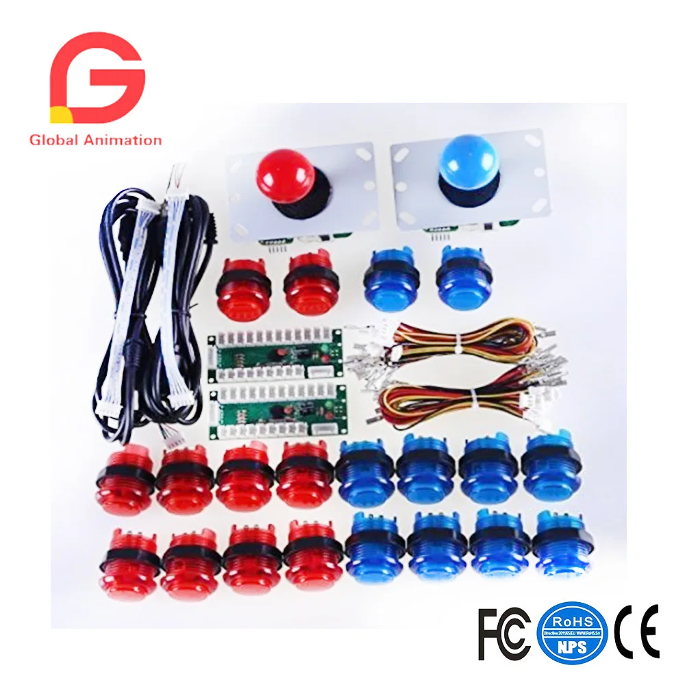 

LED Arcade DIY Parts 2x Zero Delay USB Encoder + 2x 8 Way Joystick + 20x Push Buttons