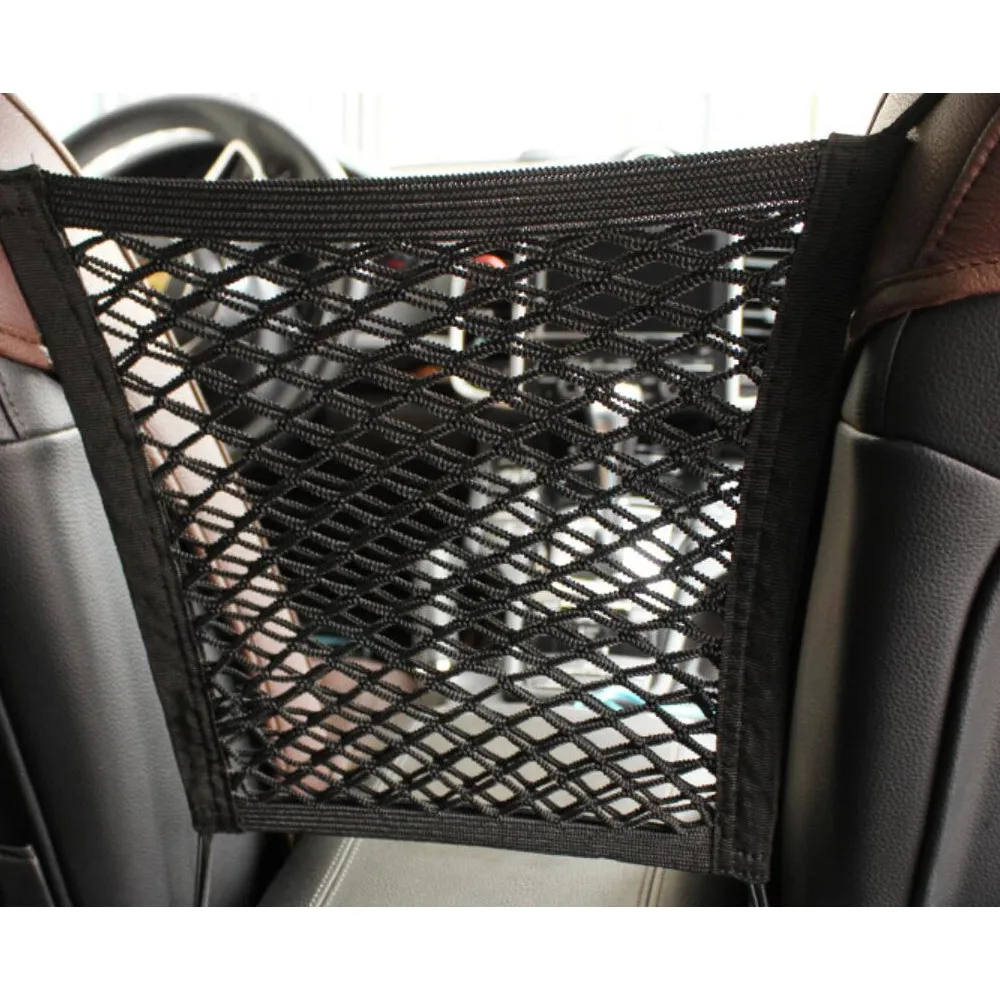 

New Black Car Organizer Seat Back Storage Elastic Car Mesh Net Bag Between Bag Luggage Holder Pocket for Auto Cars 30*25CM