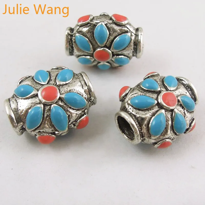 Julie Wang 14 шт. сплав эмаль красочные бусины для браслетов ожерелий подвесок
