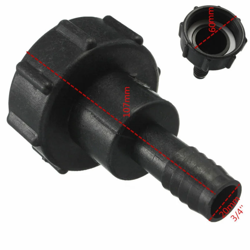 

universal high quality IBC Tank Adapter 3/4'' (20mm) 1000 Liter IBC Rainwater Tank Fitting PP Black accessories