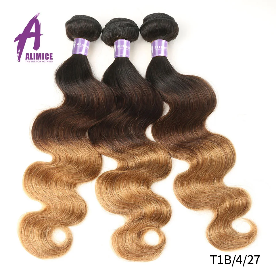 Indian Body Wave Human Hair Weave Bundles Hair Extensions Alimice 100% Non-Remy Hair Weaving Machine Double Weft Natural Color (2)