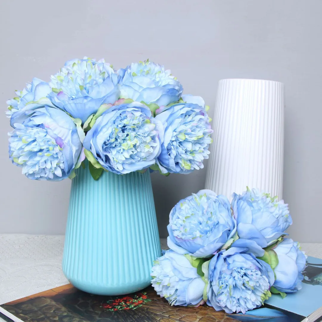 1 Bouquet Artificial  High Quality Fake Peony Bouquet Flower Decoration Simulation Flower Silk Artificial Peony Flowers