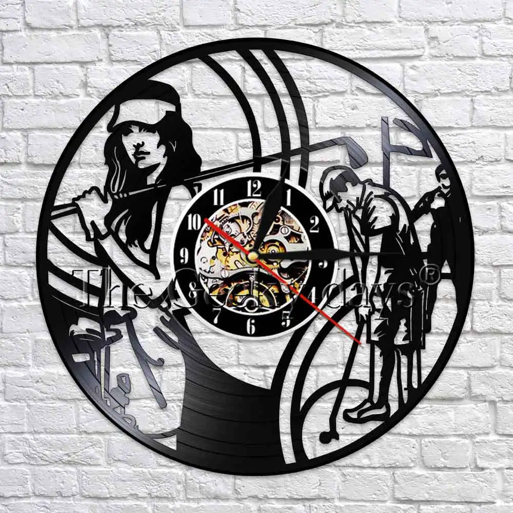 Golf Player Play Golf Decorative Wall Clock Modern Vinyl Record Wall