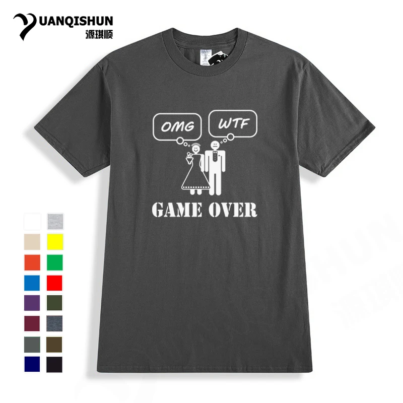 

Funny Wedding Gift T Shirts Game Over Men and Women Marriage Humor Printing T-shirt Personality Design Unisex Short sleeves Tees
