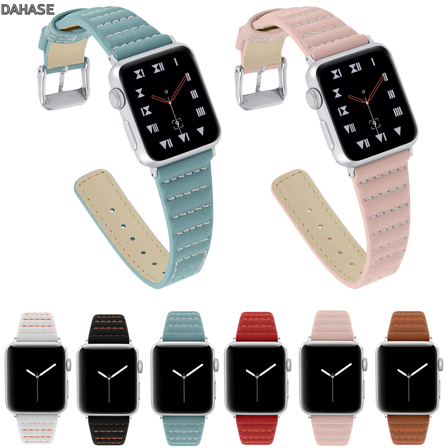 

Wave Thread Genuine Leather Band For Apple Watch Strap Series 1 2 3 4 42/44mm 38/40mm Replacement Wristband Belt For iWatch