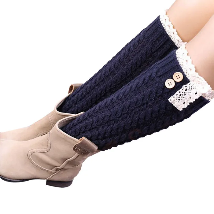 Потрясающая Большая распродажа, женские зимние теплые мягкие кружевные вязаные гетры, носки для обуви с манжетами