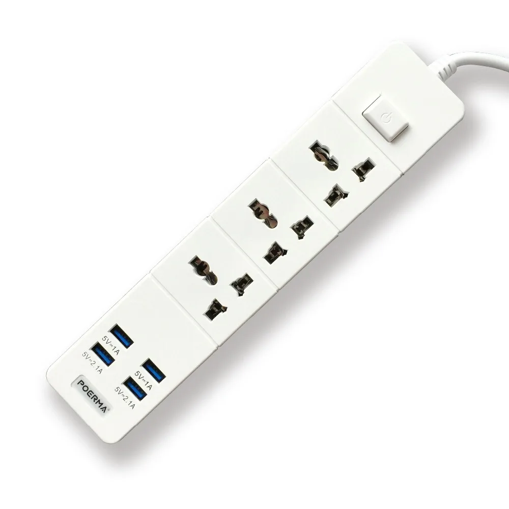 

Smart Home Plug 4 USB 3 Ports Electronic Socket Power Strip Outlets Fast Charging Standard Output Socket UK US Adapter P-908