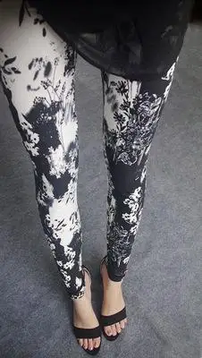 Flower Printed Leggings Sexy Women Lady Slim High Elastic Cotton Pants Multiple - Цвет: 29