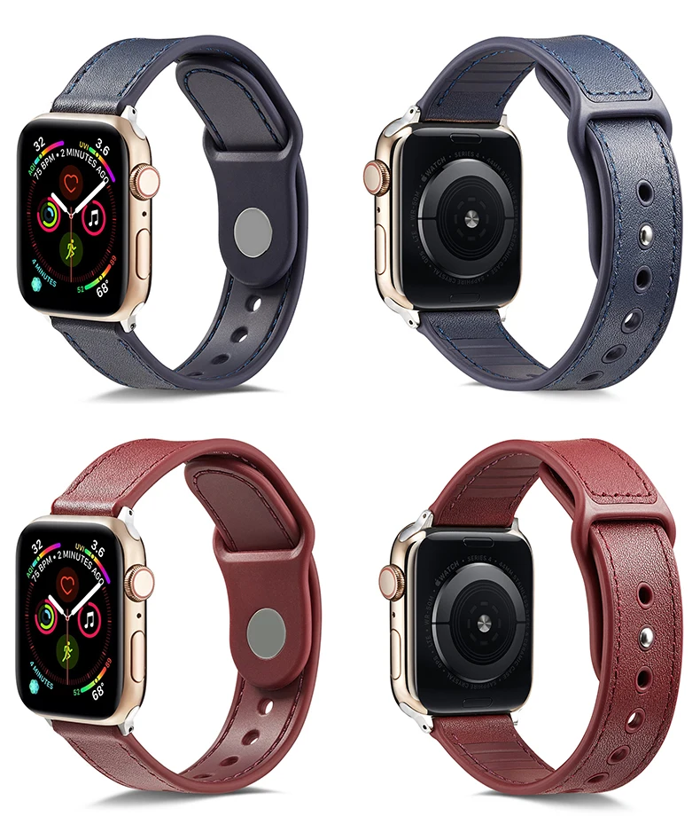 Кожа+ силикон correa для Apple Watch 4 ремешок 42 мм 38 мм 44 мм 40 мм браслет iwatch Band 3 2 аксессуары