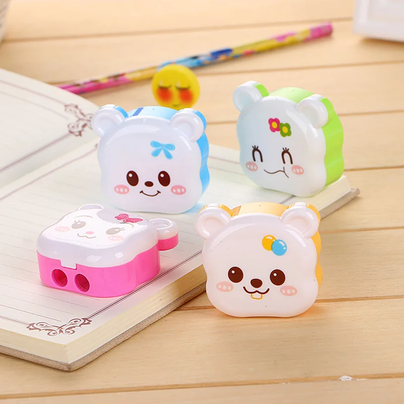 Cartoon Kawaii Bear Pencil Sharpener Cute Animal Double Knives