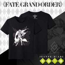 Серия Fate Joan of Arc аниме унисекс футболка Jeanne d'Arc летняя футболка с короткими рукавами с принтом героев мультфильмов красивые узоры цвет ЧЕРНЫЙ 3