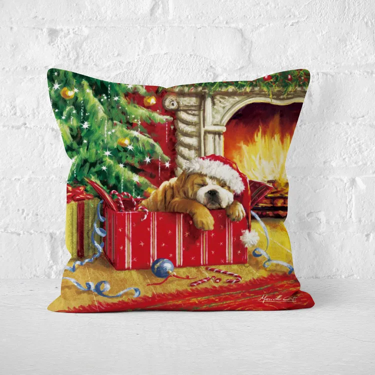Рождественская подушка, Рождественское украшение для дома, наволочка с Санта Клаусом, короткая плюшевая наволочка для подушки с рождеством, 45*45 см
