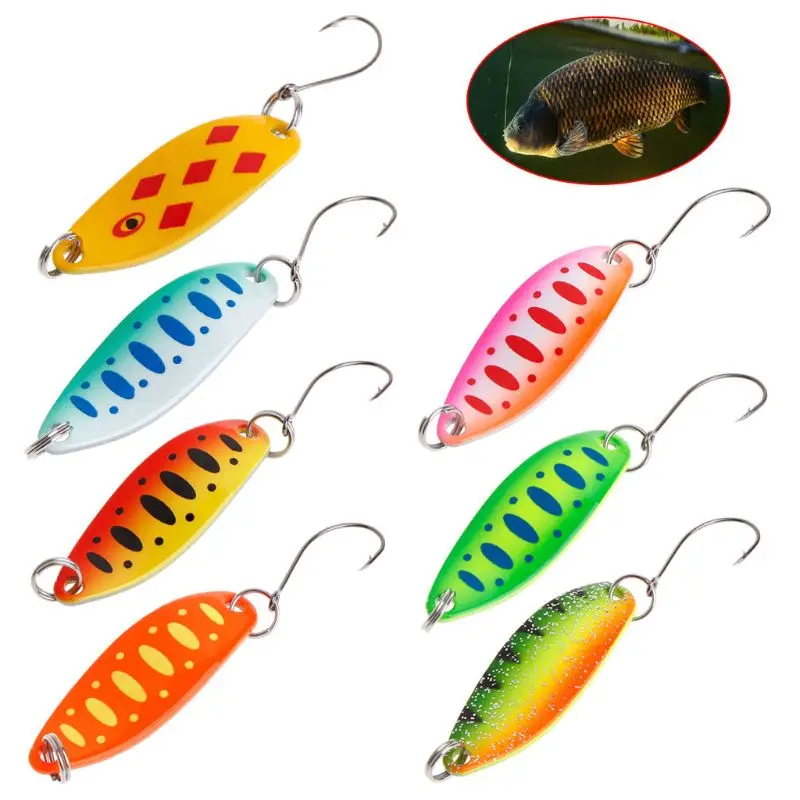 

Hot Sale Fishing Spoon Colorful Artificial Hard Lure Bait Reflective Attractive Tackle 3.4cm3.5g Carp Trout Bass Accessories
