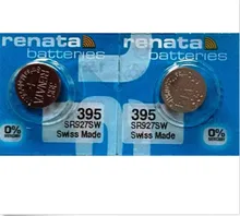 Bateria de botão de relógio renata, 2 pçs/lote, bateria de longa duração sr927sw lr57 lr927 ag7, célula de moeda suíça feita 395 original
