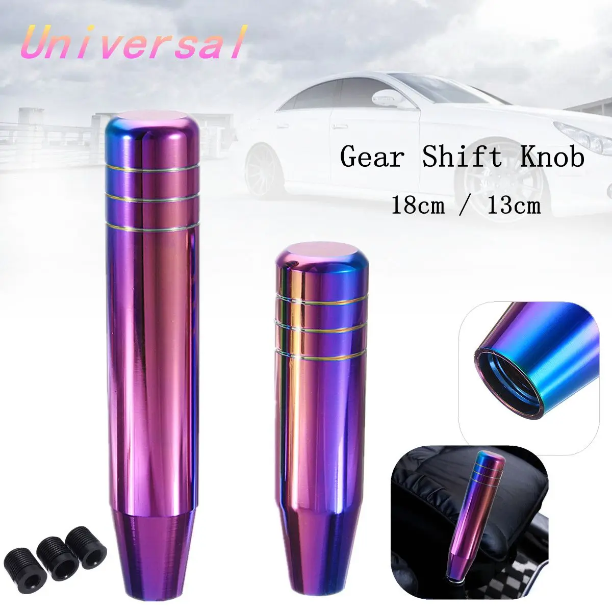 

13cm 18cm Universal Auto Car Manual Gear Shift Knob Shifter Lever Aluminum Neo Chrome