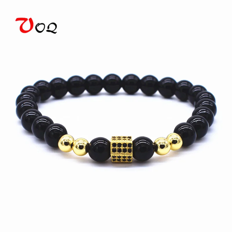 

2018 New Arrival Pave Cubic Zirconia Geometric Strand Bracelet With Natural Stone Bead Bracelets For Women Men Luxury Jewelry