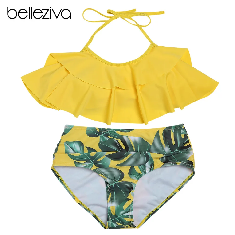 high neck flounce swimsuit