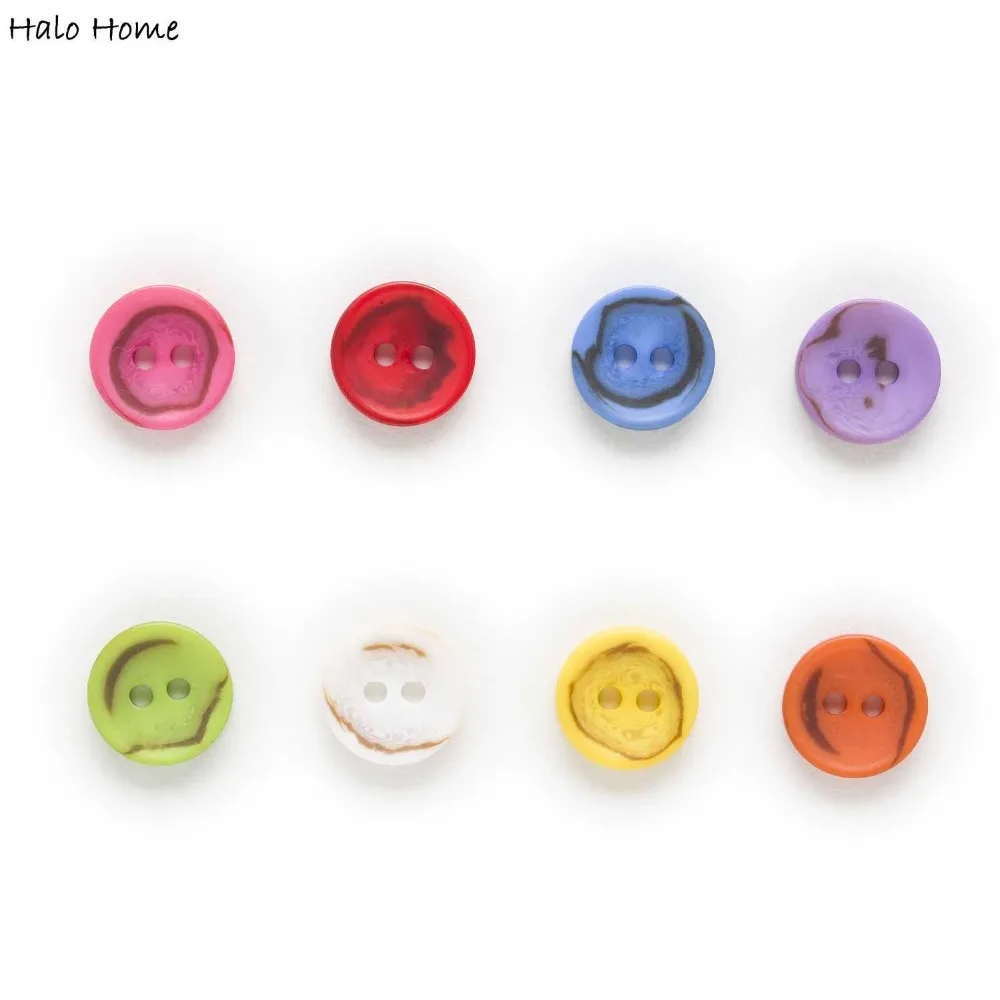 

30/50pcs Multi-color Optional 2 Hole Retro Pattern Resin Buttons Home Clothing Scrapbooking Decor Card Making Sewing DIY 13mm