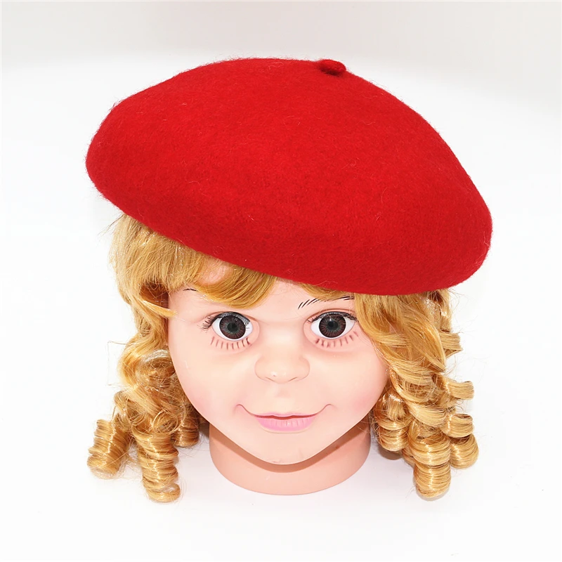 2018 fashion baby kids girl Beret hat cap Infant girls wool red Berets