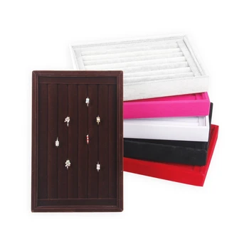

TONVIC 22.5*14.5cm Velvet/Leatherette Ring Display Storage Tray Jewelry Showcase Stand Holder 7 Rows
