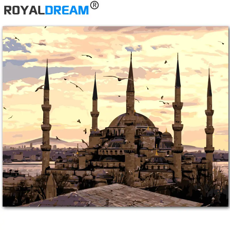 

ROYALDREAM DIY Framed Oil Painting By Numbers Abstract Canvas Painting For Living Room Wall Art