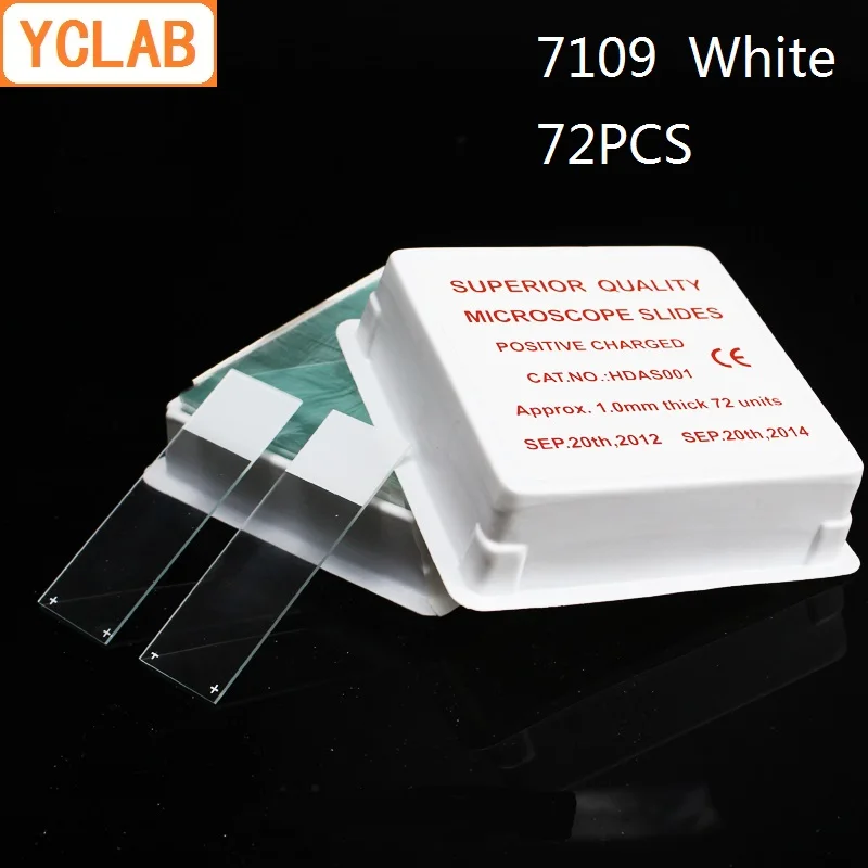 YCLAB 72PCS 7109 Microscope Slides White Clear Glass Ground Edges
