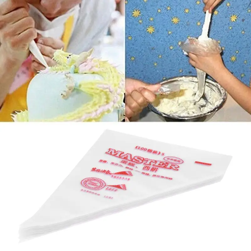 

100pcs Disposable Pastry Bag Icing Piping Pastry Cupcake Cake Decorating Tools Fit All Size Nozzles Pastry Bags Bakeware
