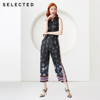 

SELECTED Women's Printed Lace-up Sleeveless Straight Fit Crop Jumpsuits S|419144504