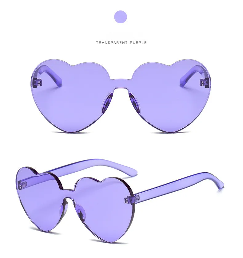 Солнцезащитные очки женские роскошные брендовые дизайнерские новые цветные модные милые сексуальные ретро очки без оправы с сердечком Яркие Цвета UV400