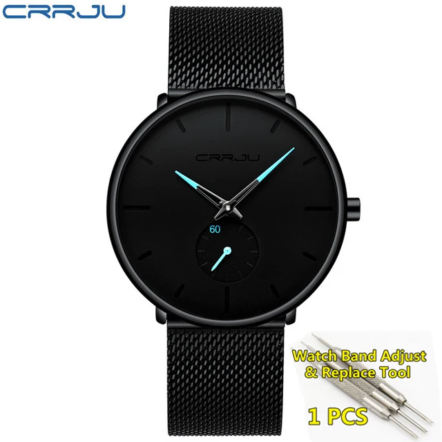 Мужские часы Топ бренд класса люкс Crrju кварцевые мужские часы повседневные сетчатые стальные ультра тонкие наручные часы Мужские часы Relogio Masculino - Цвет: blue