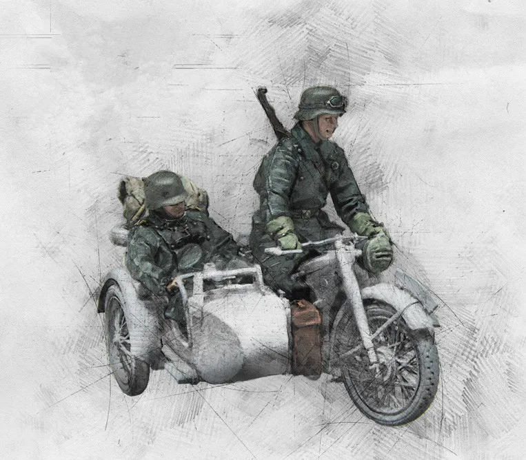 1/35 модельная фигурка из смолы комплекты мотоцикла Второй мировой войны (2 фигурки
