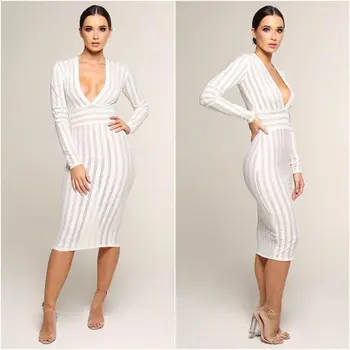 

Bandage Dress Mini Sexy Celebrity Evening Party Autumn Winter White Bodycon Elegant Night Club Dresses Low Bosom