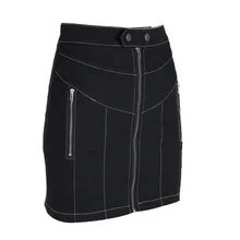 Женская летняя черная однотонная Повседневная джинсовая юбка-карандаш с высокой талией на молнии, универсальная мини-юбка с карманами и пуговицами