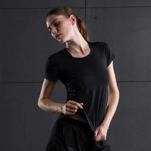 Free Ship FBF007 women sports quick dry breathable stretch short sleeve running T-shirt training clothes Gym Yoga fitness shirt