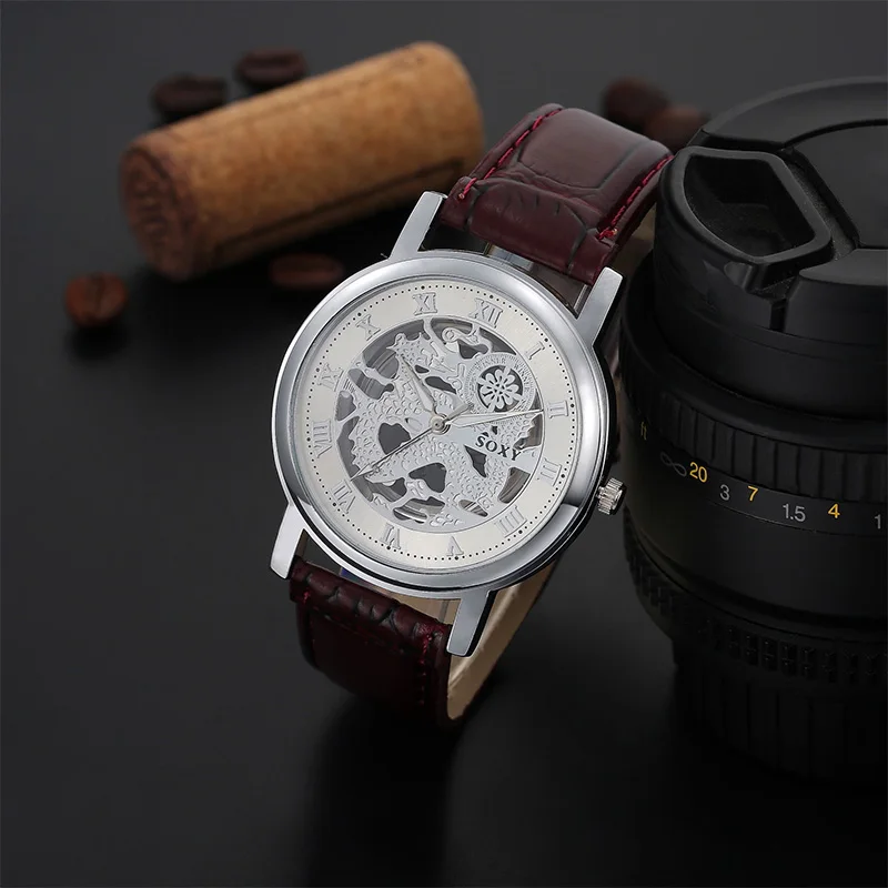 Soxy Skeleton Watch Soxy Quartz Watch SOXY Luxury Men's Stainless