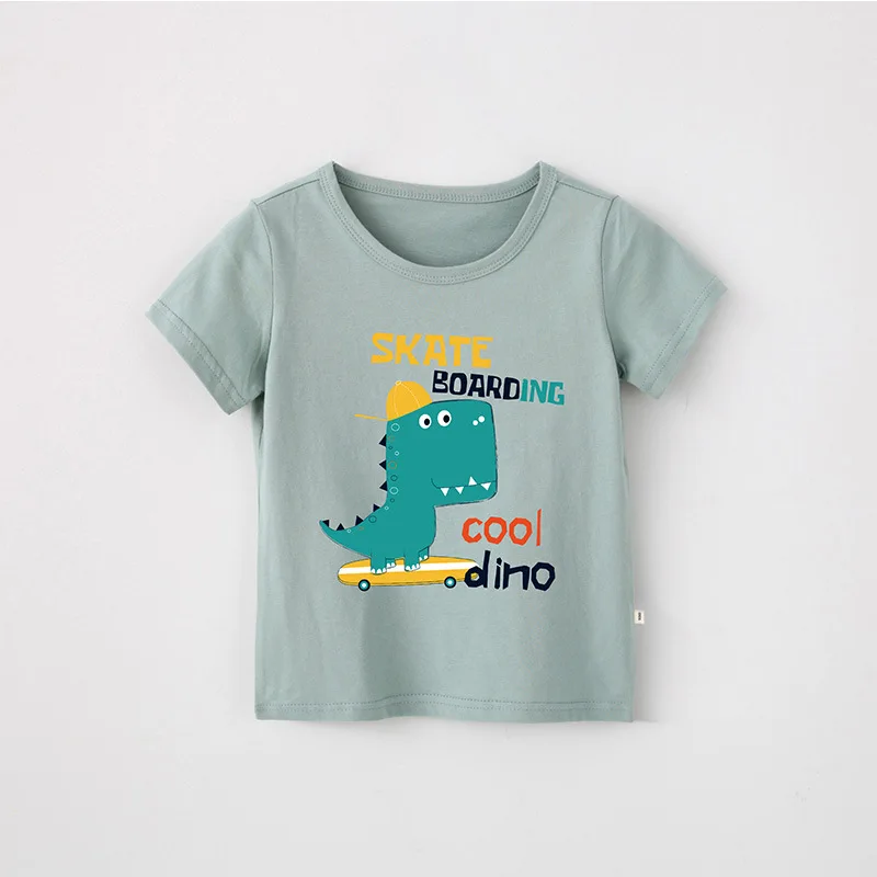 VIDMID/От 2 до 6 лет Одежда для мальчиков летние детские рубашки для маленьких мальчиков Базовая футболка с рисунком динозавра и надписью футболки 4018, 31 - Цвет: as photo