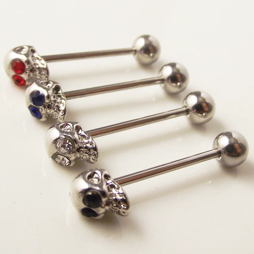 Isayoe 16G 1.2x16mm Industrial Barbell Stainless Steel Punk Skull