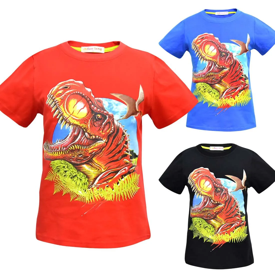 

2018 Children Boys Short Sleeved T Shirts Jurassic World Dinosaur Cartoon Summer Baby Girls Top Tee Kid Clothes Garments