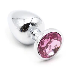 40mm women men gay masturbate metal stainless steel anal dildo butt plug with diamond gemstone SM
