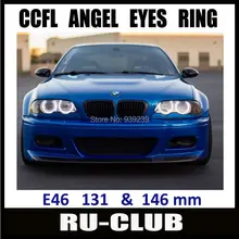 E46 non projector 131 + 146mm CCFL ANGEL EYES Kit for E46 COUPE / CONVERTIBLE / SEDAN free shipping