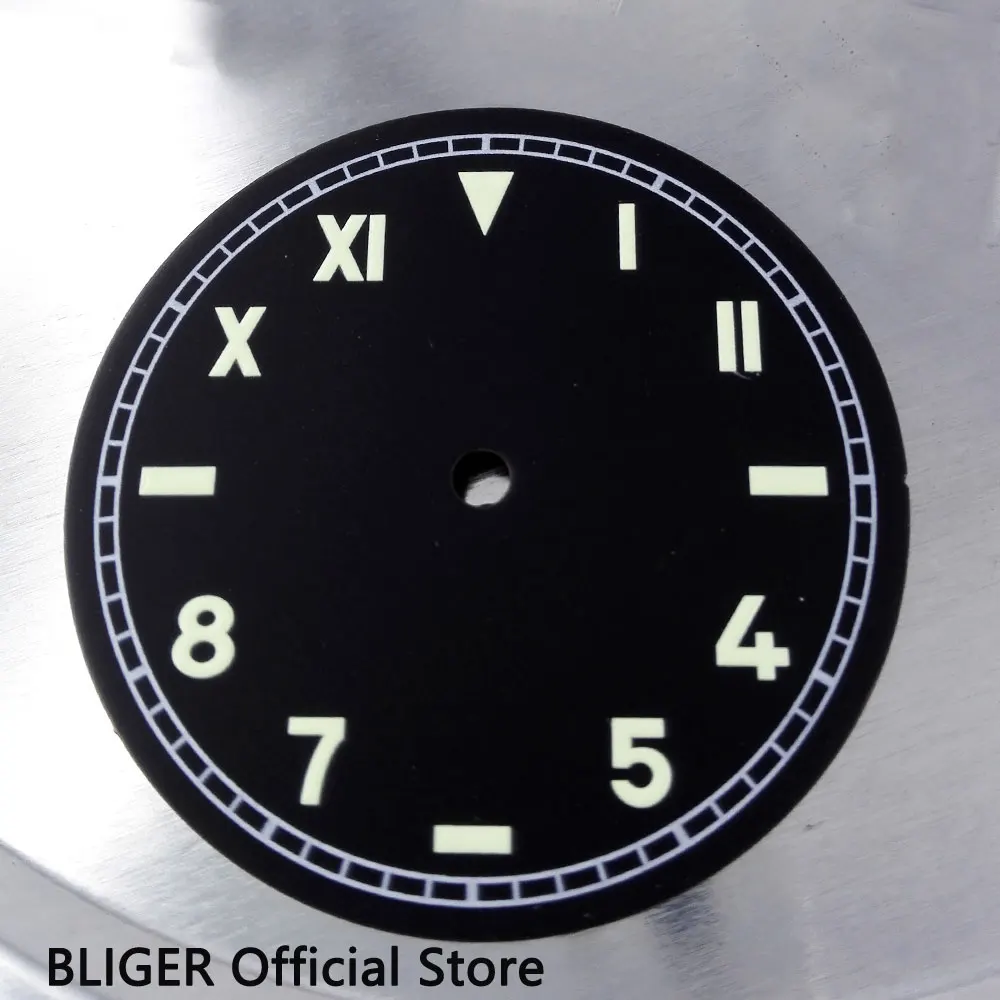 37.5MM Black Dial Green Numerals Watch Fit for ETA 6497 6498 Hand-Winding Movement D17 | Наручные часы