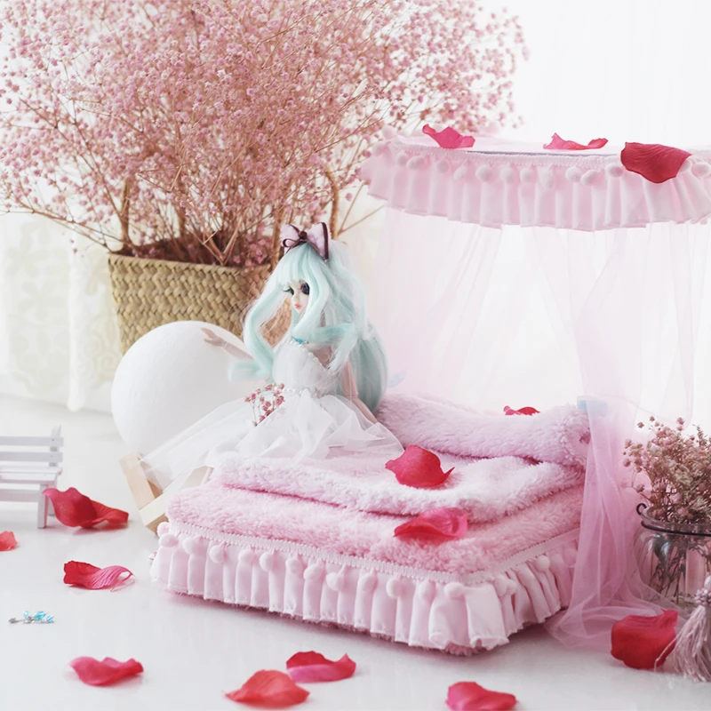 1/6 кукольный домик игрушечная мебель для куклы розовый мягкая кровать Модель наборы ухода за кожей bjd кукла миниатюрный моделирование
